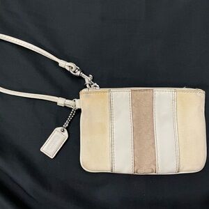 Coach Cream and Tan Wristlet